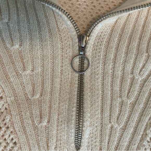 Anthropologie Daily Practice Half Zip Oversized Pullover Cotton Sweater Cream S - Picture 10 of 10